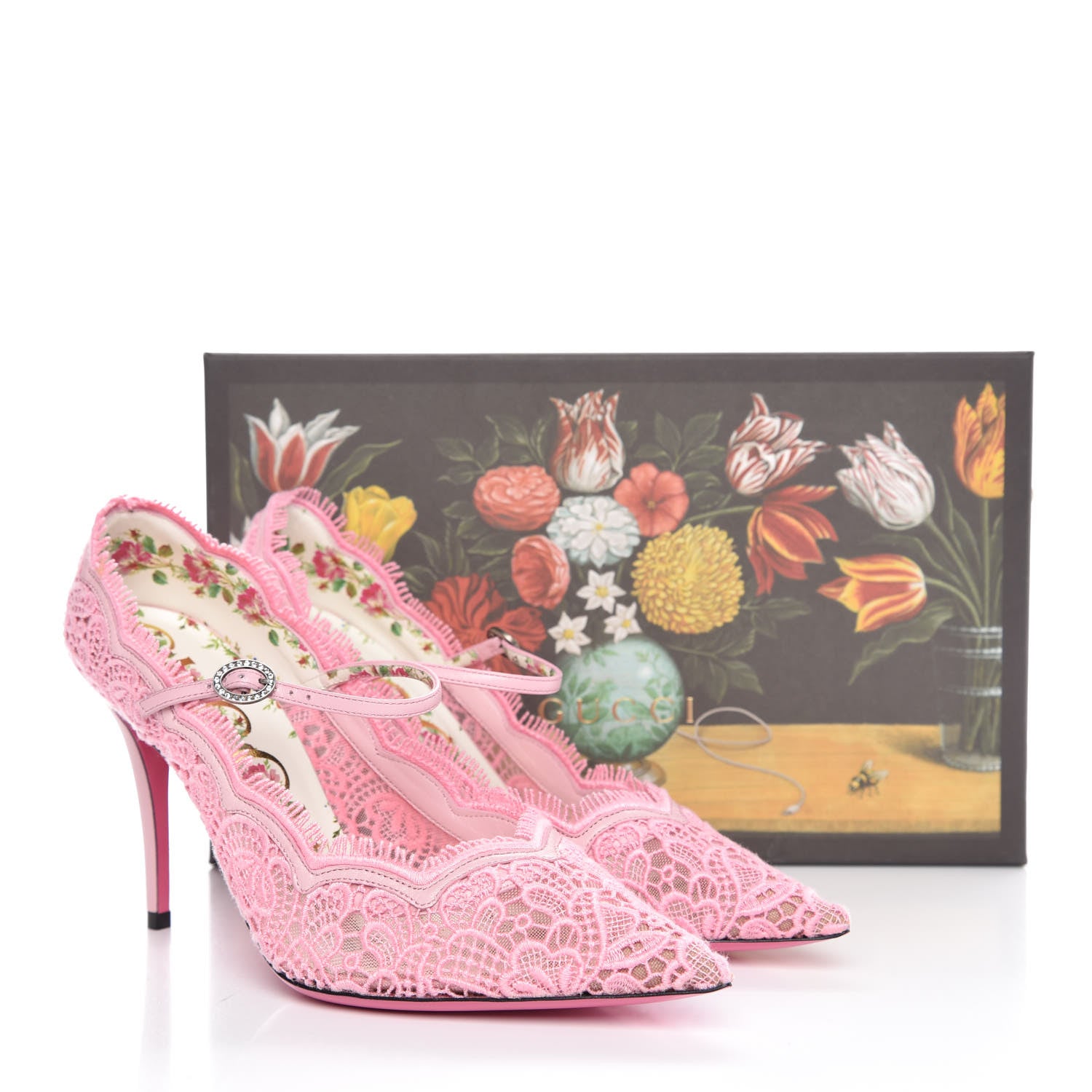 Gucci Lace Pizzo Venice Pumps 38.5 Sugar Pink 8 of 8