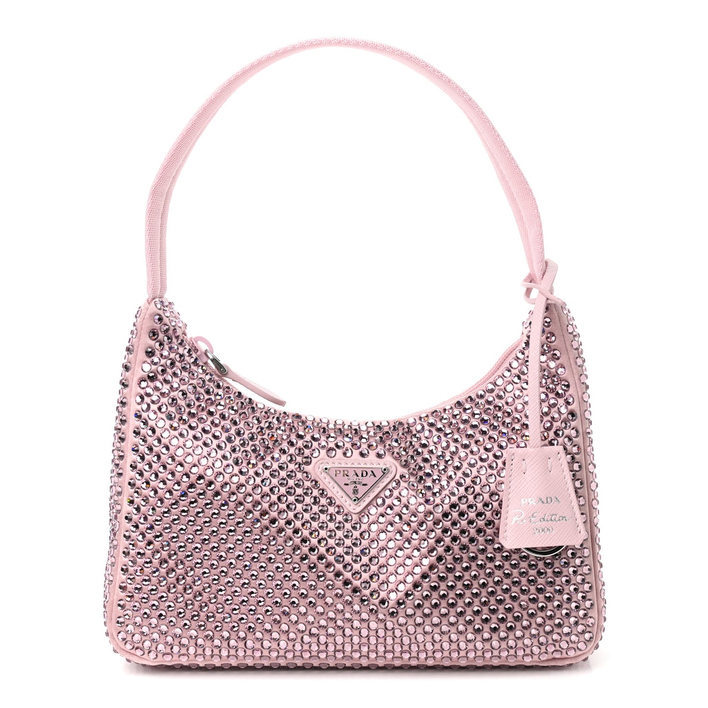 Satin Crystal Mini Re-Edition 2000 Bag Alabastro