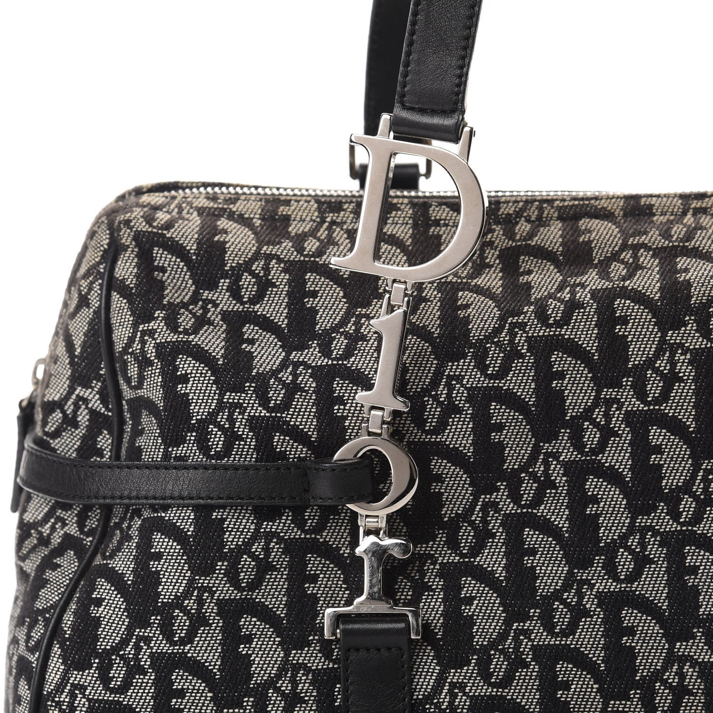 Denim Monogram Charms Shoulder Bag Black