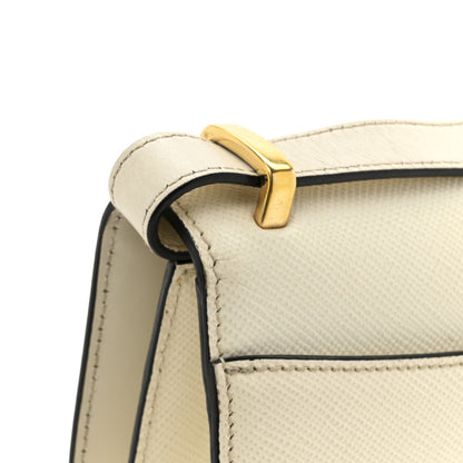 Prada Saffiano Cuir Triangle Embleme Flap Shoulder Bag White 12 of 16