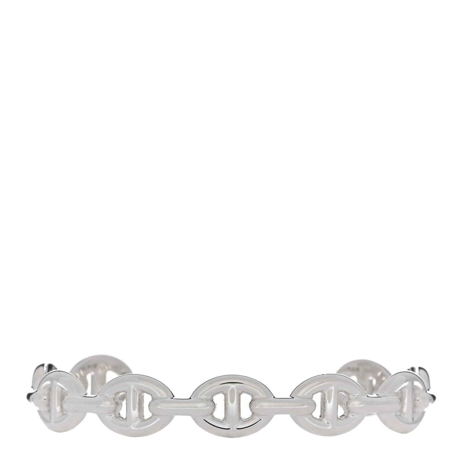 Hermes Sterling Silver MM Chaine d'Ancre Enchainee Cuff Bracelet SH 1 of 3