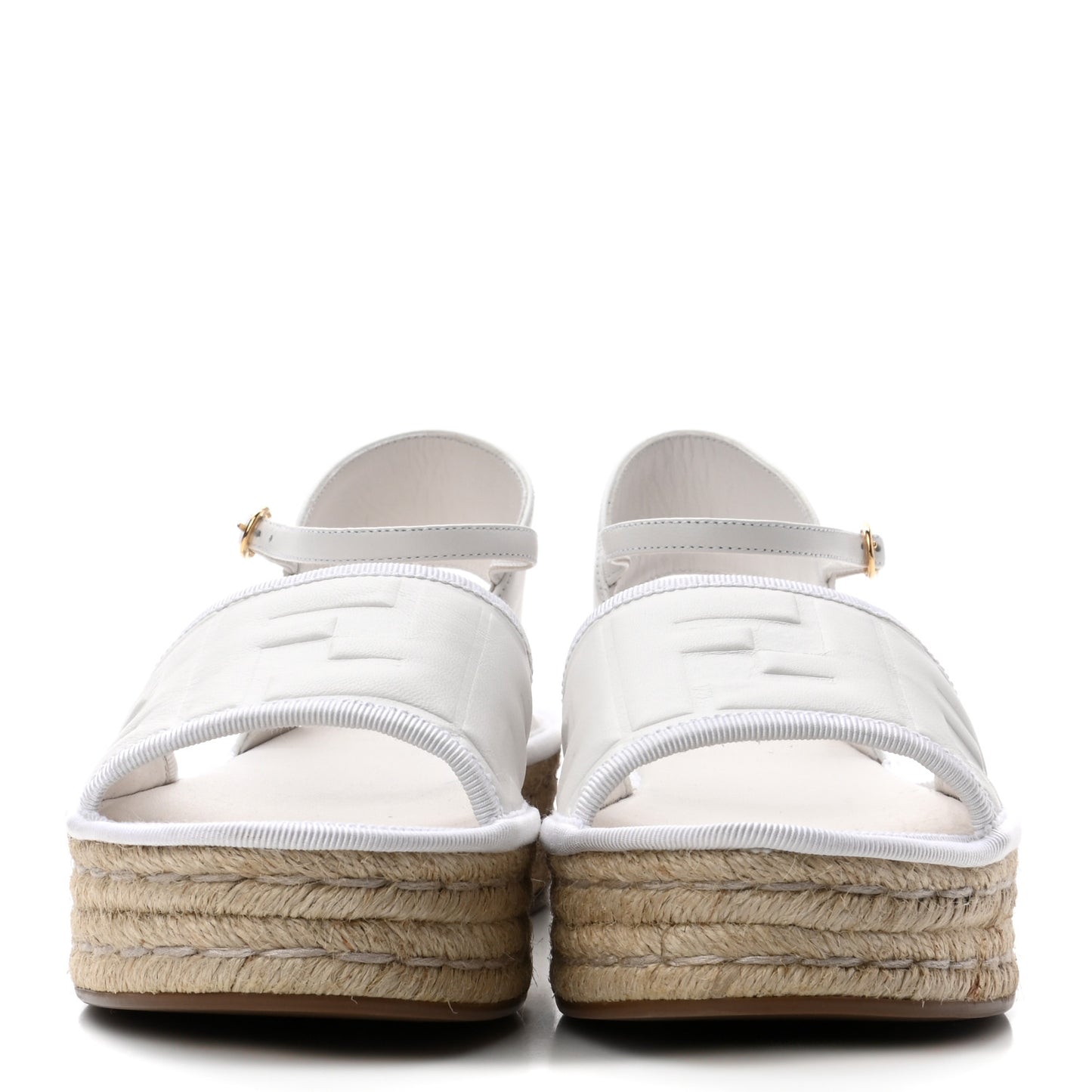 Nappa FF Embossed Espadrille Platform Sandals 35.5 Snow