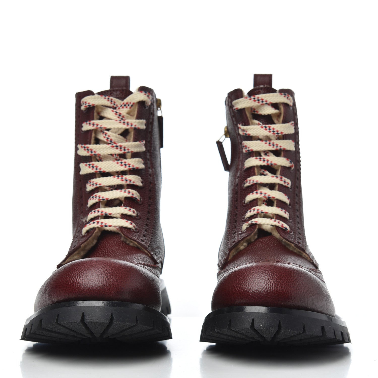 Gucci Grained Calfskin Mens Arley Boots 10 Burgundy 2 of 9