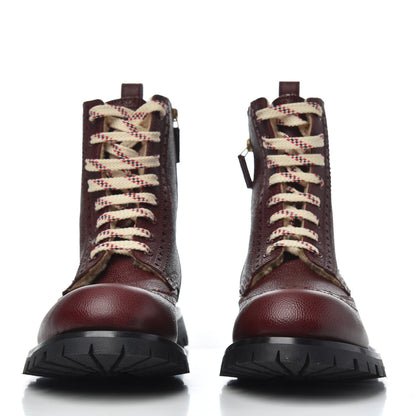 Gucci Grained Calfskin Mens Arley Boots 10 Burgundy 2 of 9
