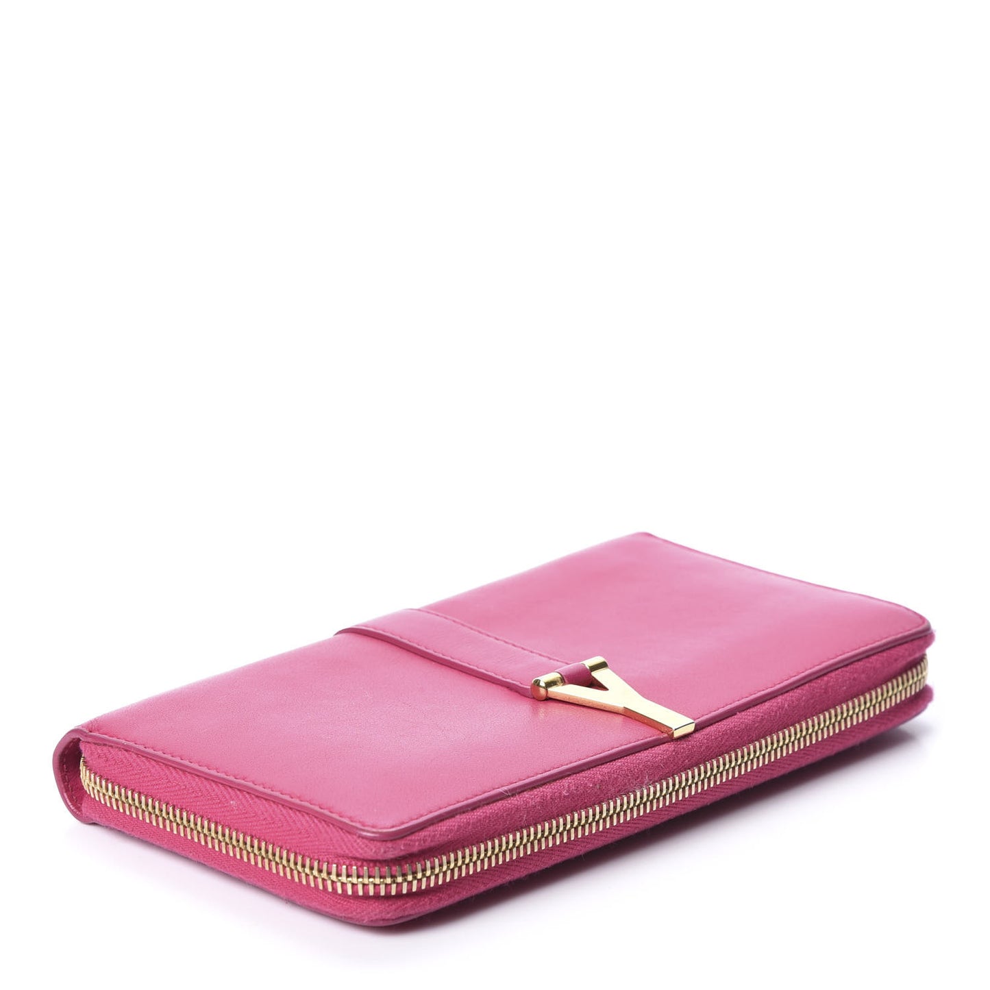 Calfskin Classic Y Ligne Zip Around Wallet Fuchsia