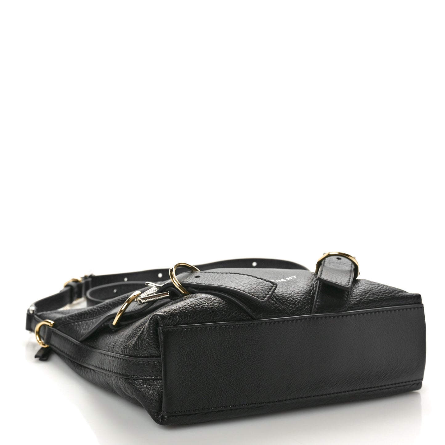 Crinkled Calfskin Small Voyou Bag Black