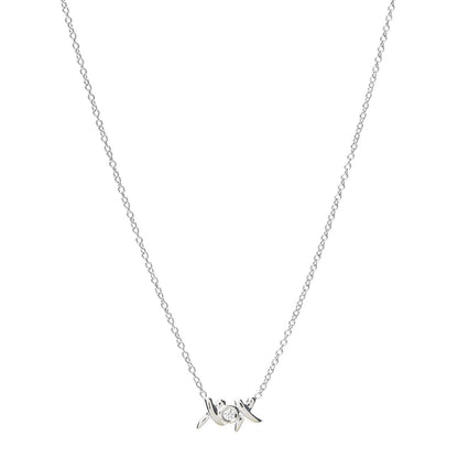 Tiffany 18K White Gold Diamond Paloma Picasso Love and Kisses Pendant Necklace 1 of 5