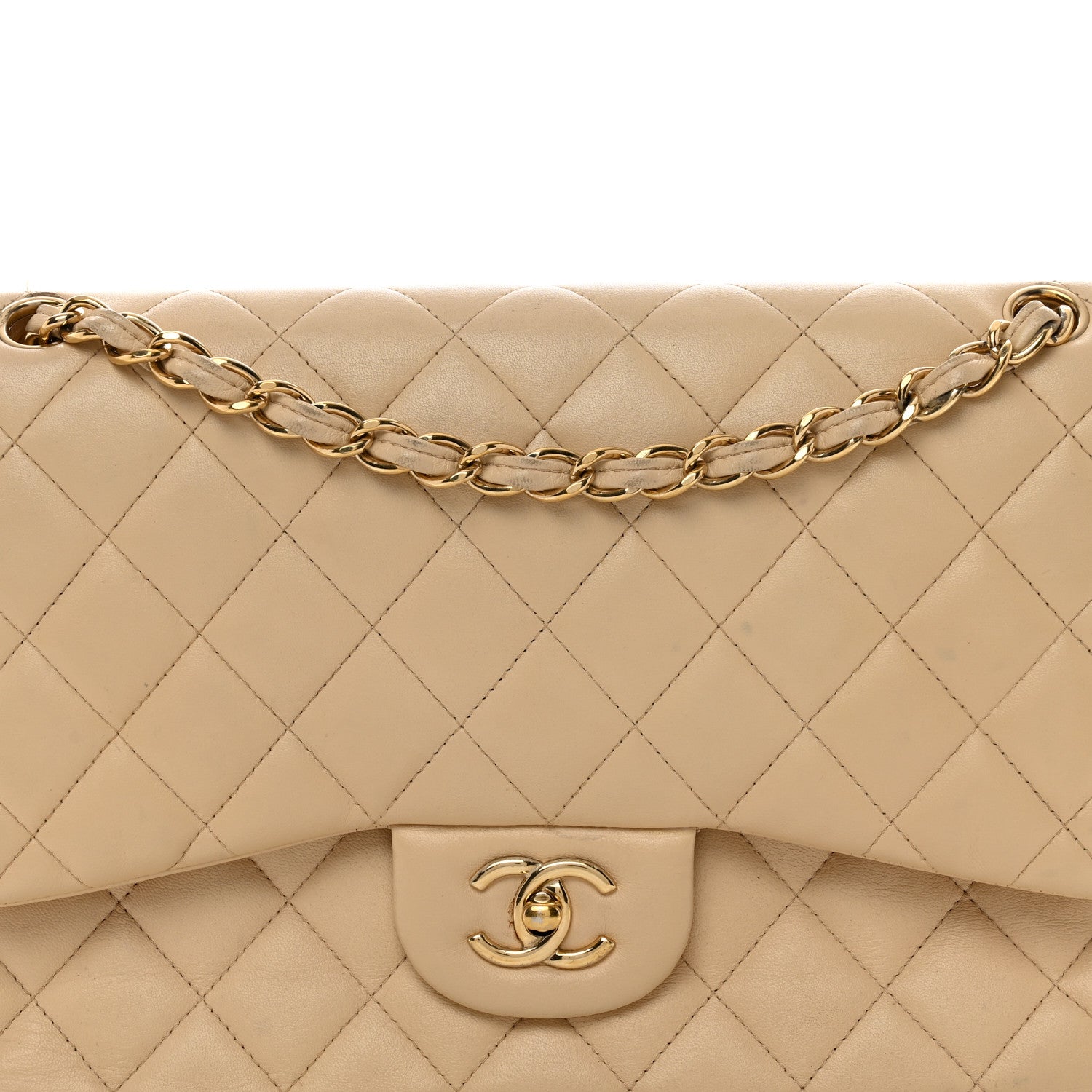 Chanel Lambskin Quilted Jumbo Double Flap Beige Clair 5 of 14