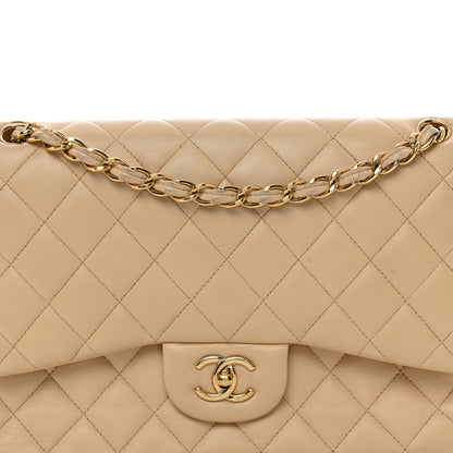 Chanel Lambskin Quilted Jumbo Double Flap Beige Clair 5 of 14