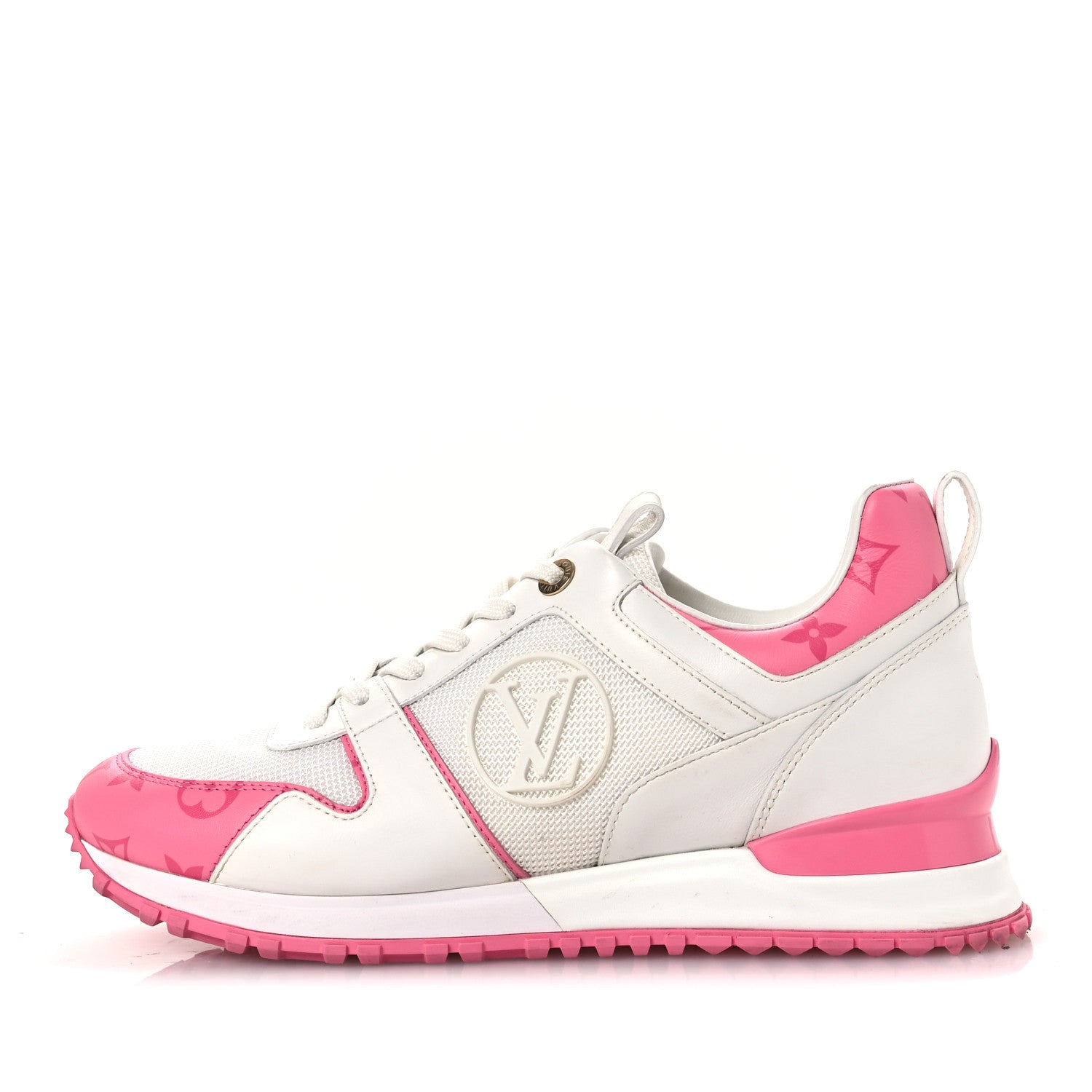 Louis Vuitton Calfskin Monogram Run Away Sneakers 38.5 White Pink 1 of 14