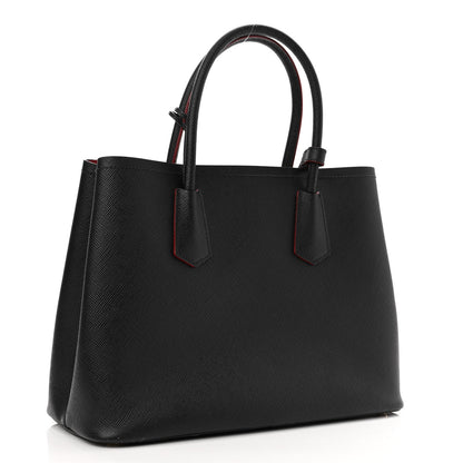 Prada Saffiano Cuir Medium Double Bag Black Fuoco 3 of 11