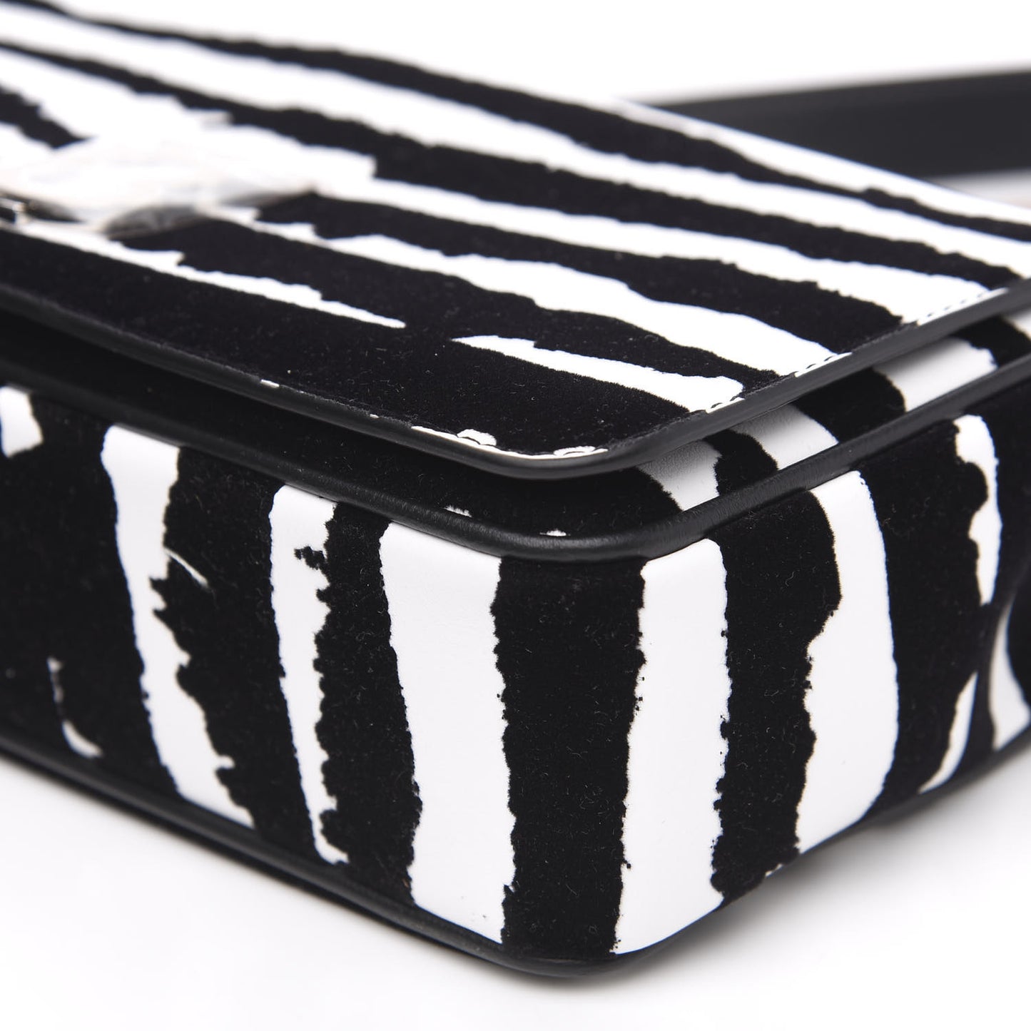 Calfskin Zebra Print Lola Bag Black White