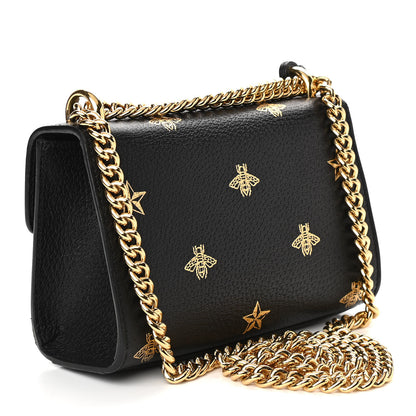 Gucci Grained Calfskin Bee Star Small Padlock Shoulder Bag Black 3 of 11
