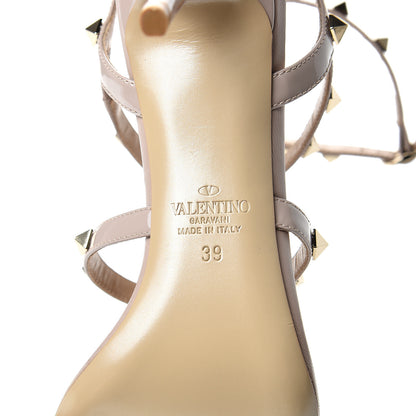 Valentino Garavani Patent Rockstud Gladiator Mid-Heel Sandals 39 Poudre 9 of 9