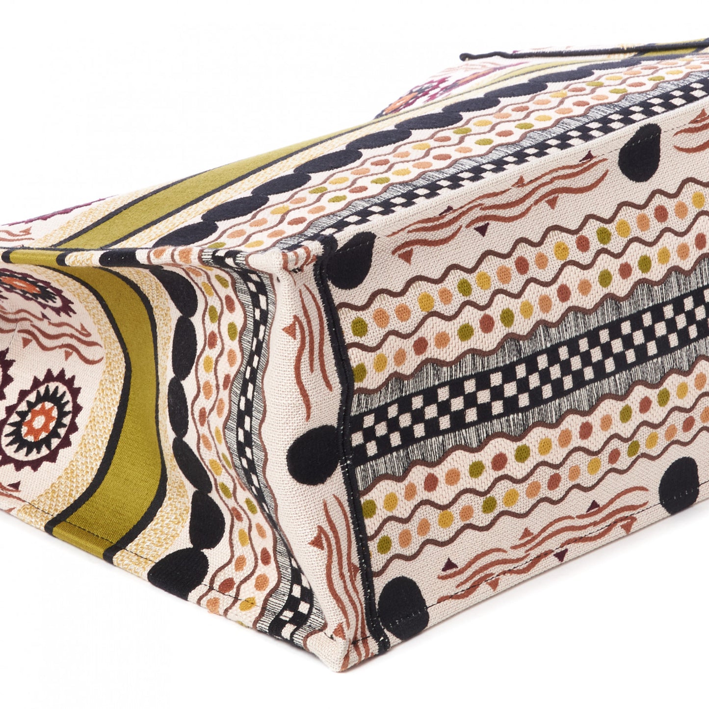 Canvas Embroidered Geometric Book Tote Multicolor