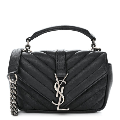 Saint Laurent Sheepskin Matelasse Chevron Monogram College Chain Wallet Black 1 of 10