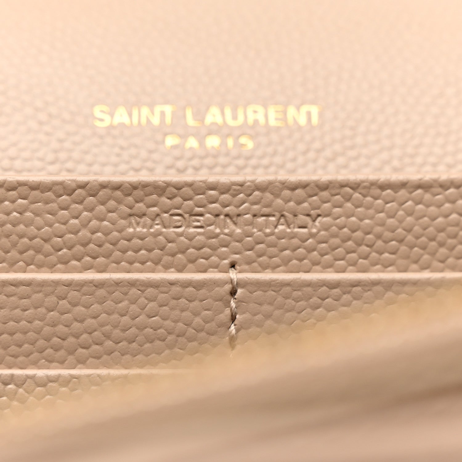 Saint Laurent Grain De Poudre Mixed Matelasse Triquilt Monogram Chain Wallet Dark Beige 7 of 12