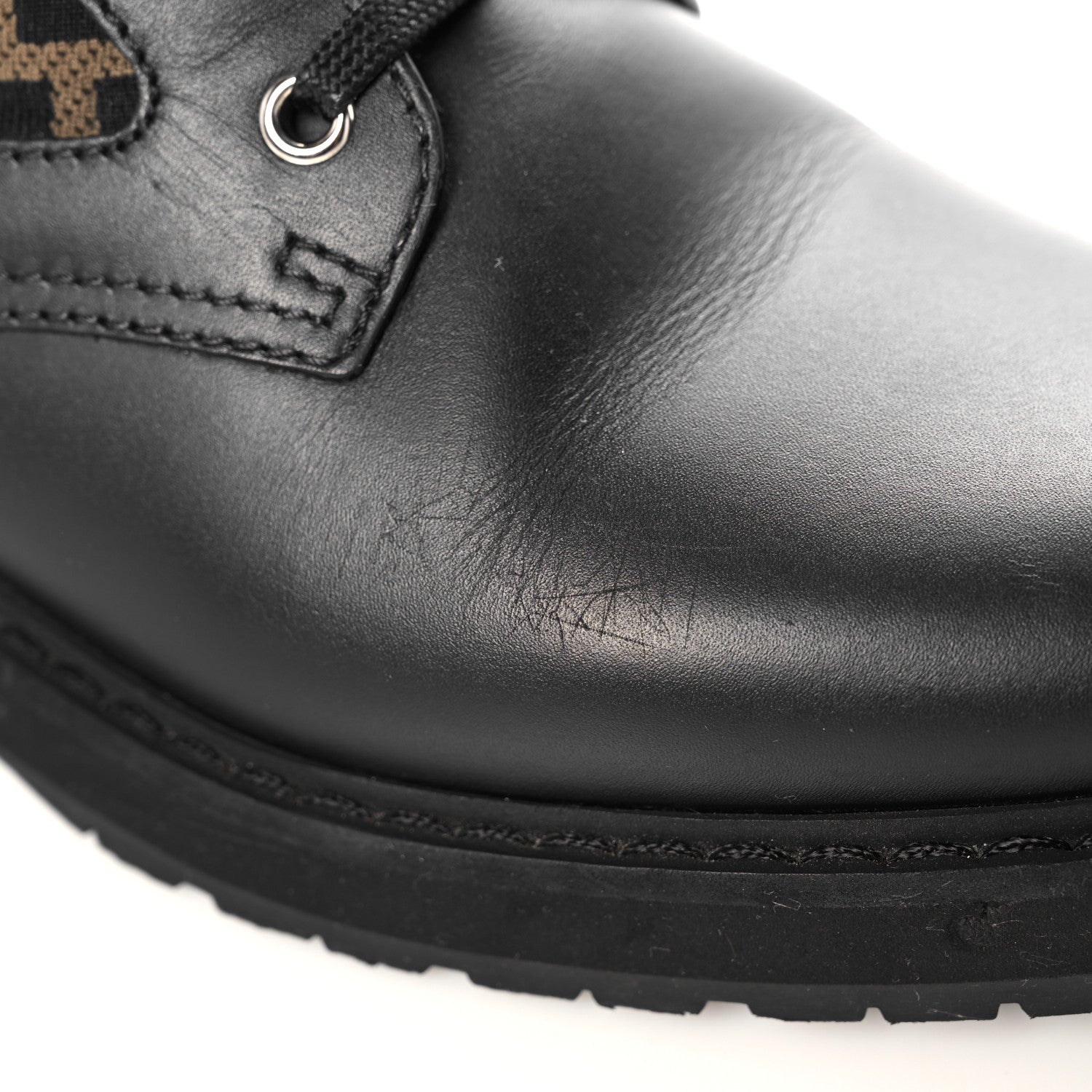 Fendi Calfskin Stretch Fabric FF Rockoko Biker Boots 41 Black Tobacco 12 of 13