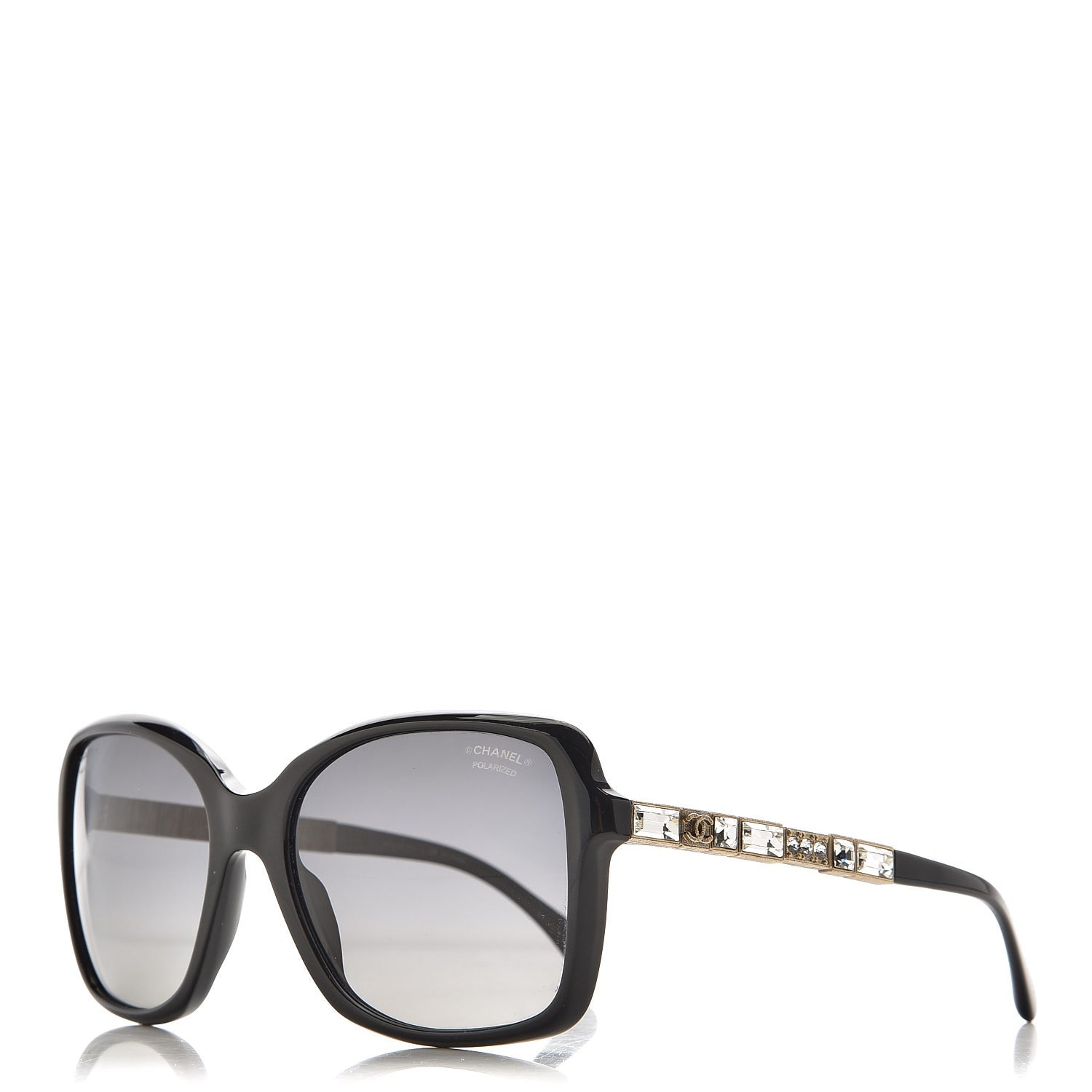 Chanel Crystal Baguette Polarized Square Sunglasses 5308-B Black 10 of 18