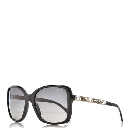 Chanel Crystal Baguette Polarized Square Sunglasses 5308-B Black 10 of 18