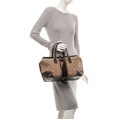 Gucci Horsebit Canvas Large Treasure Boston Tote Dark Brown 2 of 8