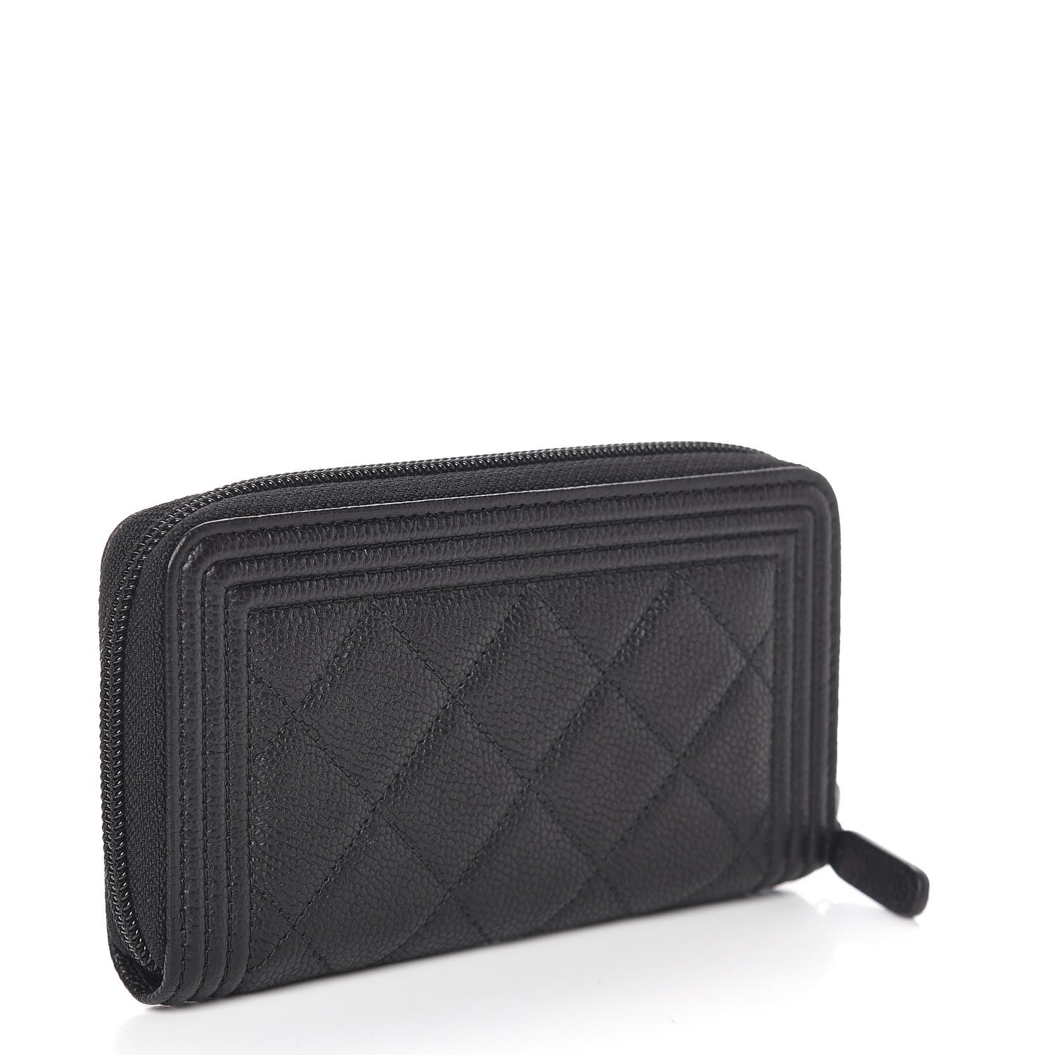 Chanel Caviar Quilted Small Boy Zip Around Wallet Black 3 of 11
