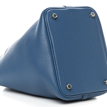 Hermes Taurillon Clemence Picotin Lock 18 PM Bleu Agate 8 of 9