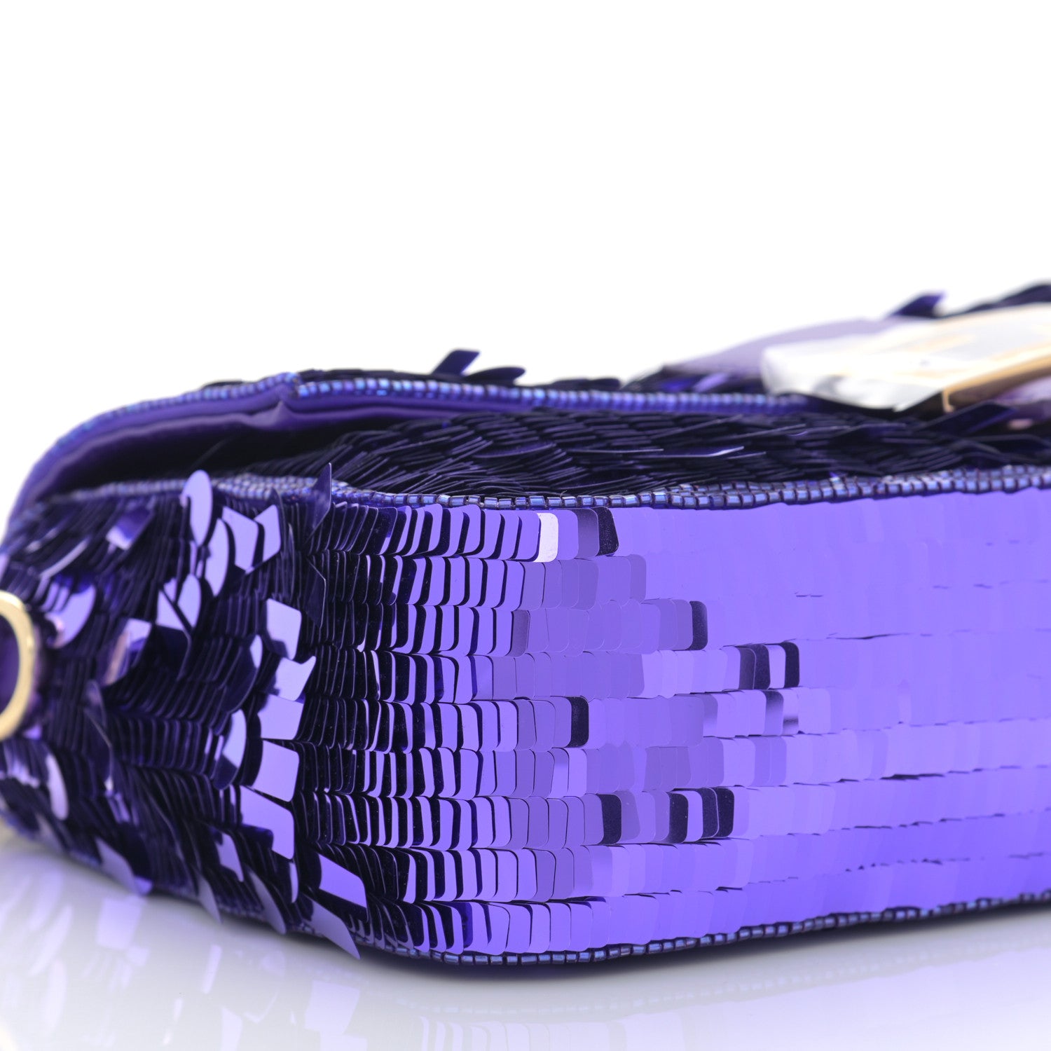 Fendi Sequin Paillettes Shiny Nappa Sex and the City Baguette Viola Purple Rain 9 of 11