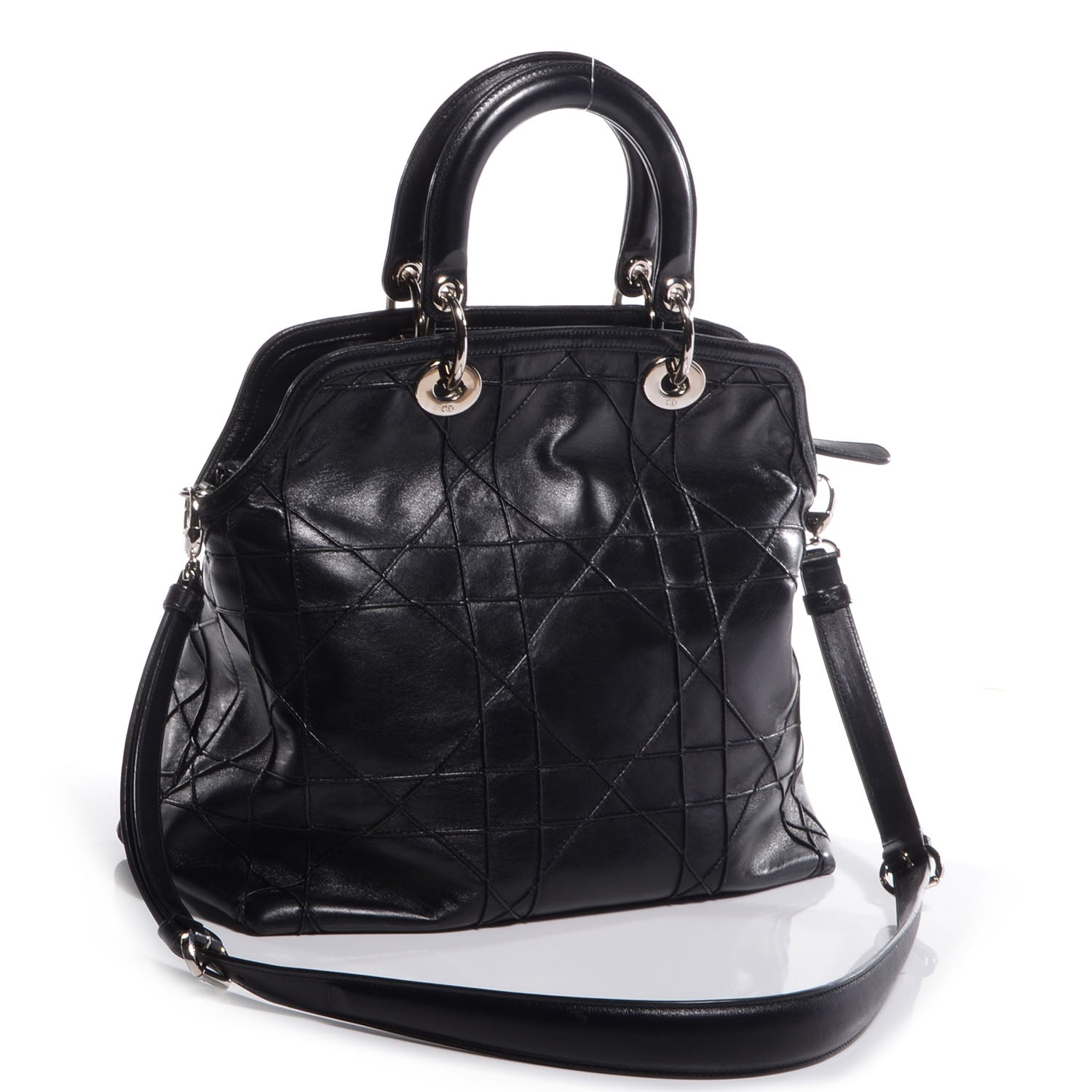 Christian Dior Lambskin Cannage Medium Granville Tote Black 4 of 10