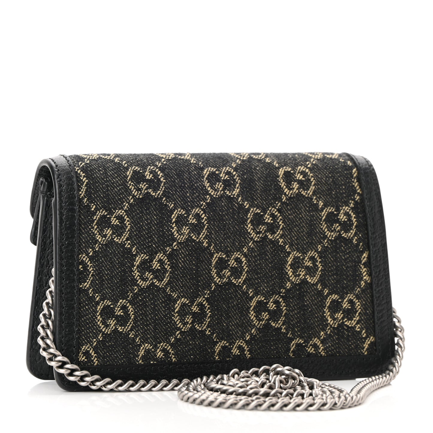 Jacquard Black Denim GG Monogram Super Mini Dionysus Shoulder Bag Black Ivory