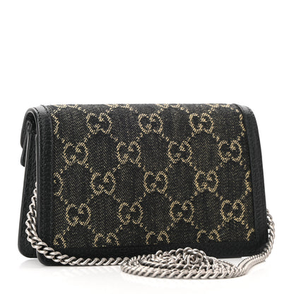 Gucci Jacquard Black Denim GG Monogram Super Mini Dionysus Shoulder Bag Black Ivory 3 of 9