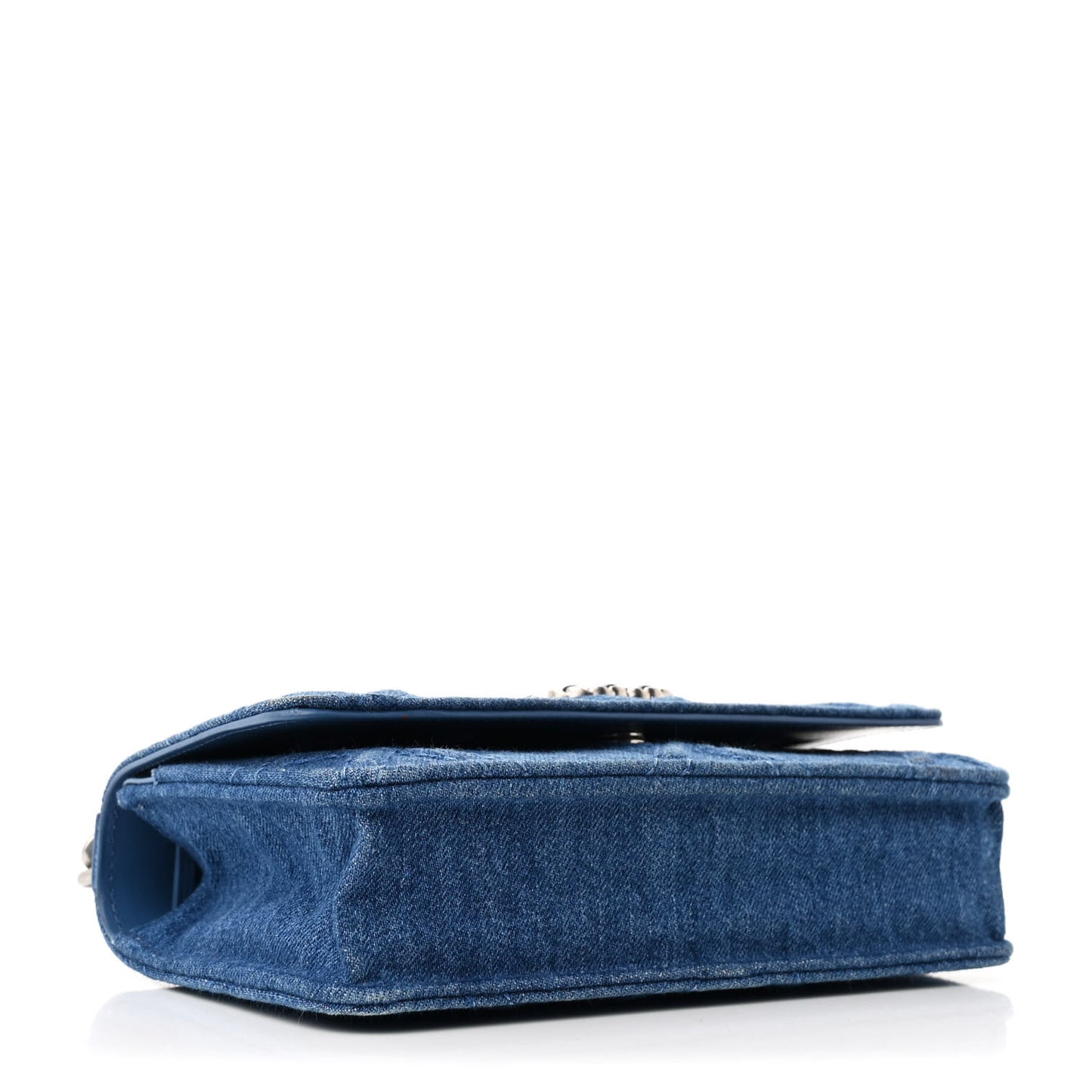 Denim Quilted Chanel 19 Wallet On Chain WOC Blue