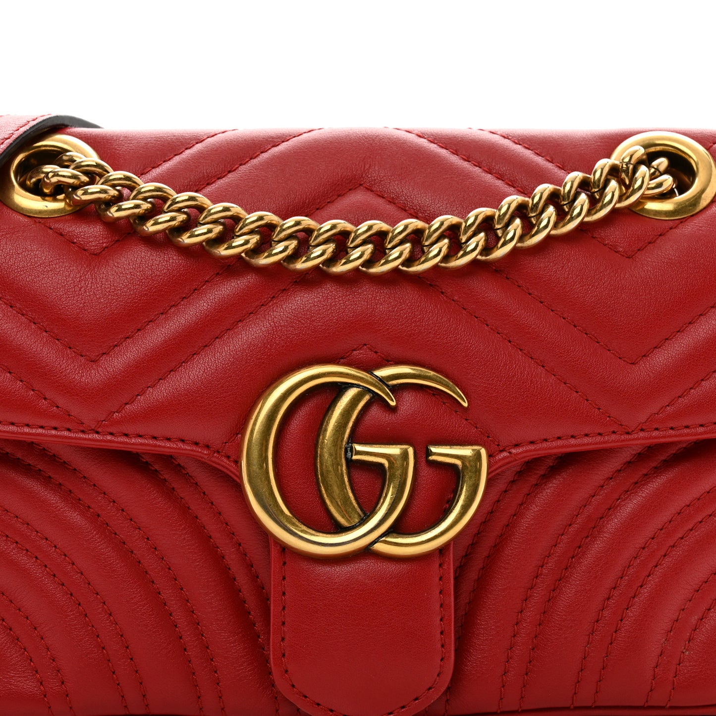 Calfskin Matelasse Mini GG Marmont Shoulder Bag Hibiscus Red