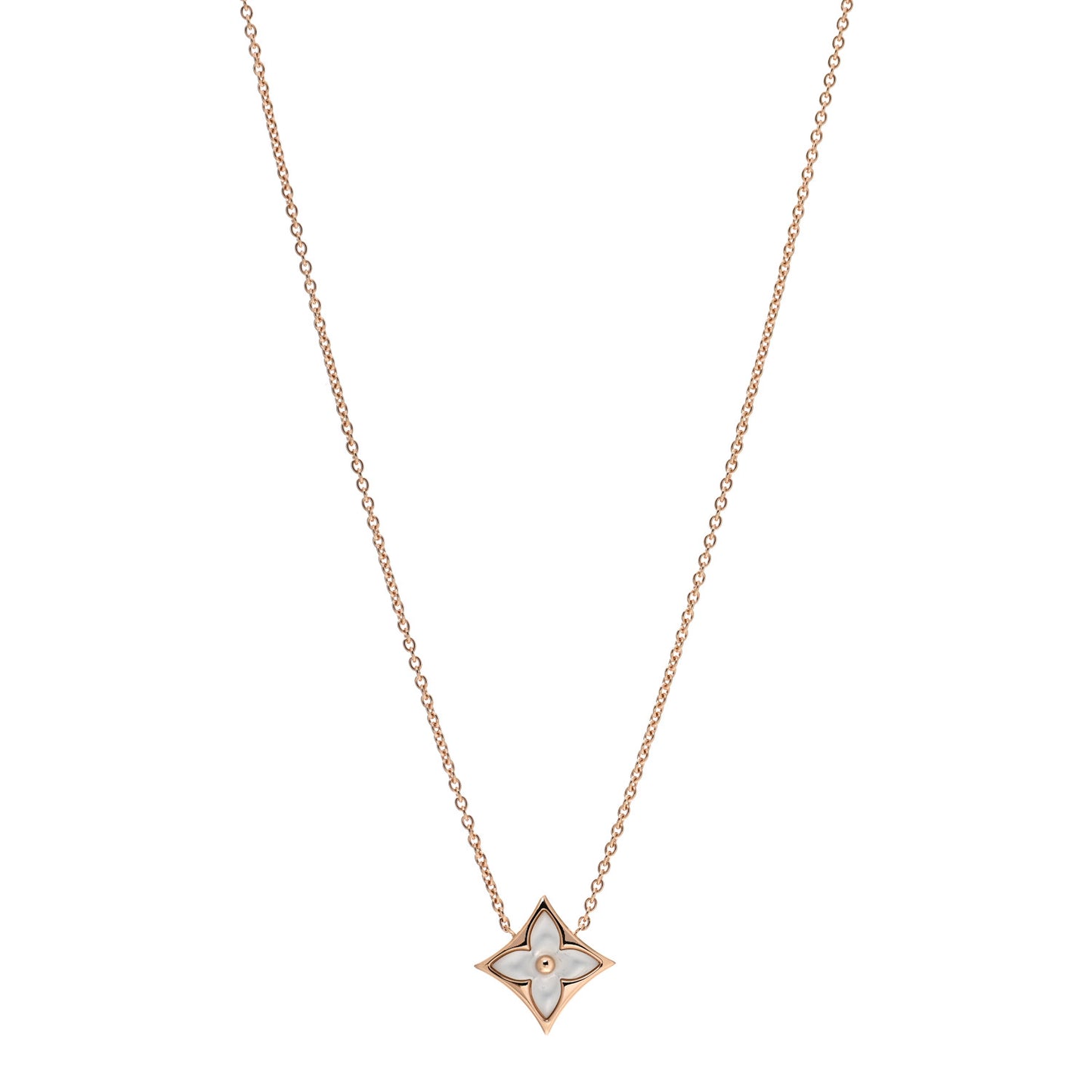 18K Pink Gold Mother Of Pearl Blossom Pendant Necklace
