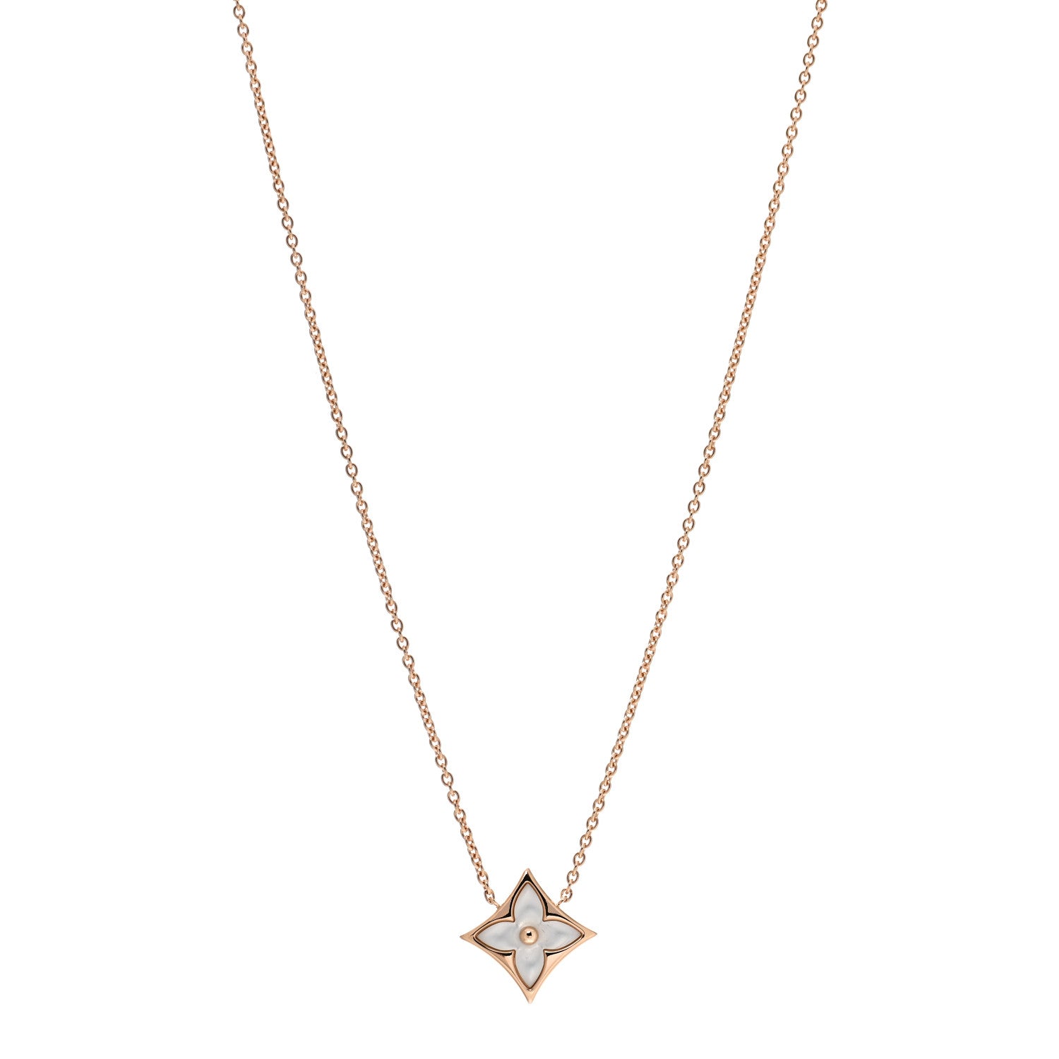 Louis Vuitton 18K Pink Gold Mother Of Pearl Blossom Pendant Necklace 1 of 5