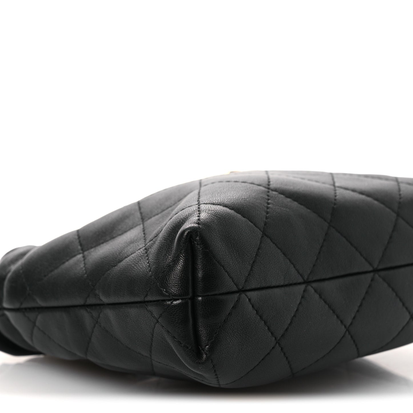 Lambskin Quilted Drawstring Clutch With Strap Black