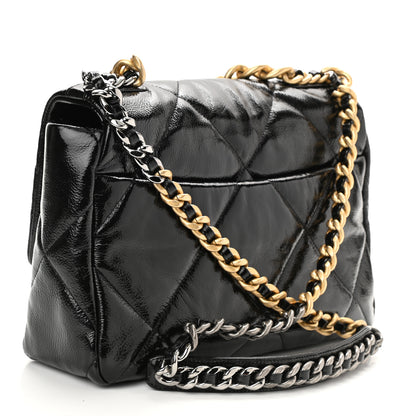 Chanel Shiny Crumpled Calfskin Quilted Large Chanel 19 Flap Black 3 of 11