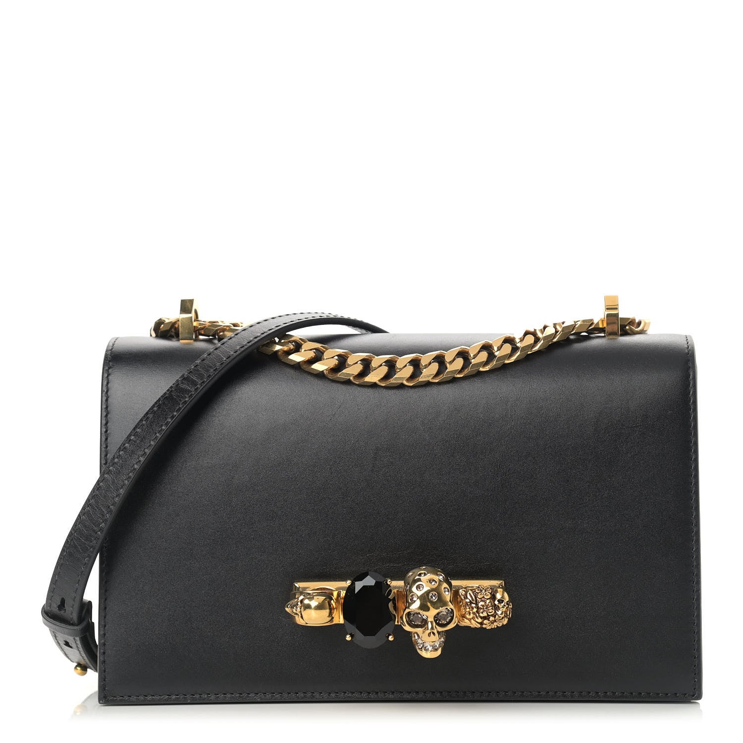 Alexander McQueen Calfskin Knuckle Shoulder Bag Black 1 of 14