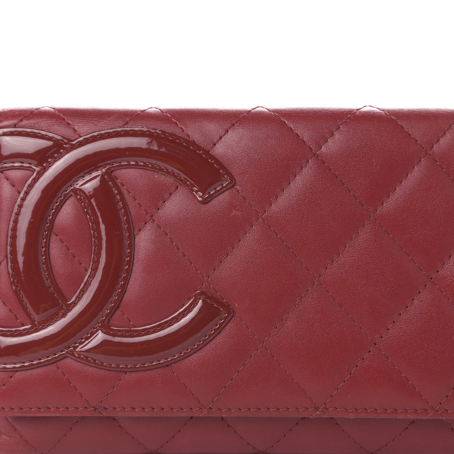 Calfskin Quilted Cambon Long Double Wallet Red