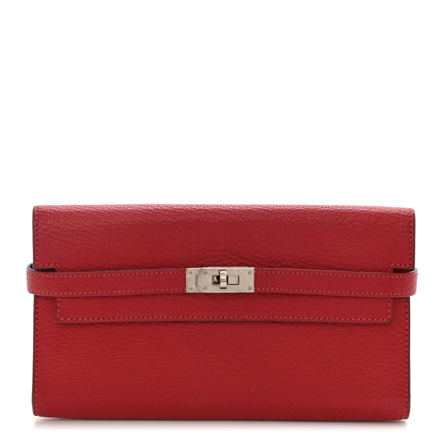 Hermes Chevre Mysore Kelly Longue Wallet Rouge Casaque 1 of 8