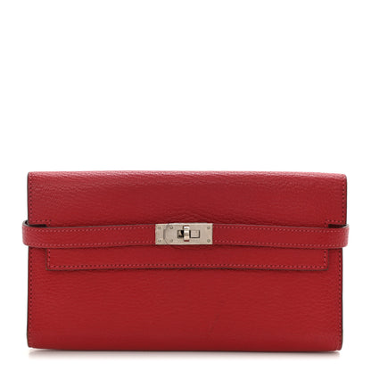 Hermes Chevre Mysore Kelly Longue Wallet Rouge Casaque 1 of 8