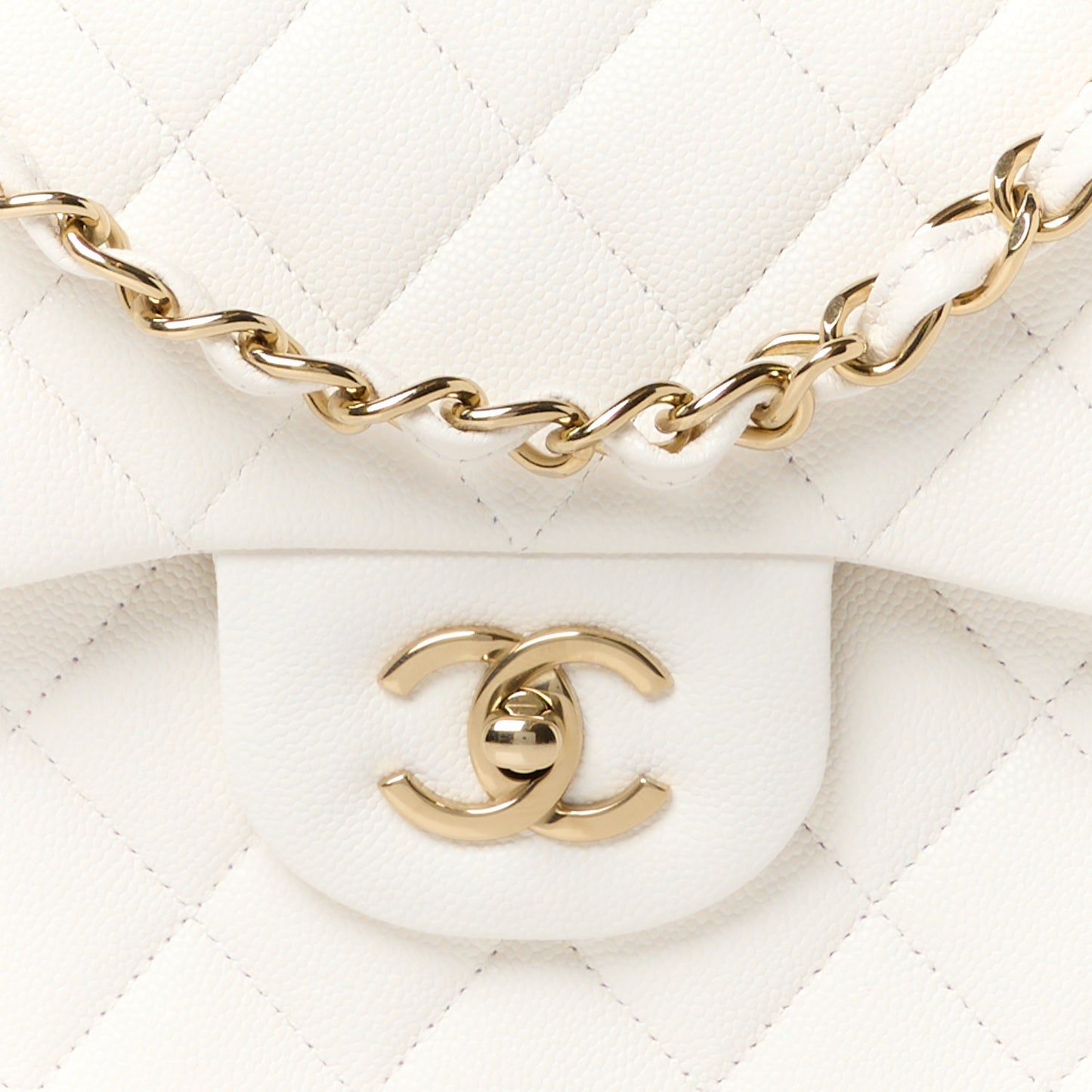 Caviar Quilted Jumbo Double Flap White