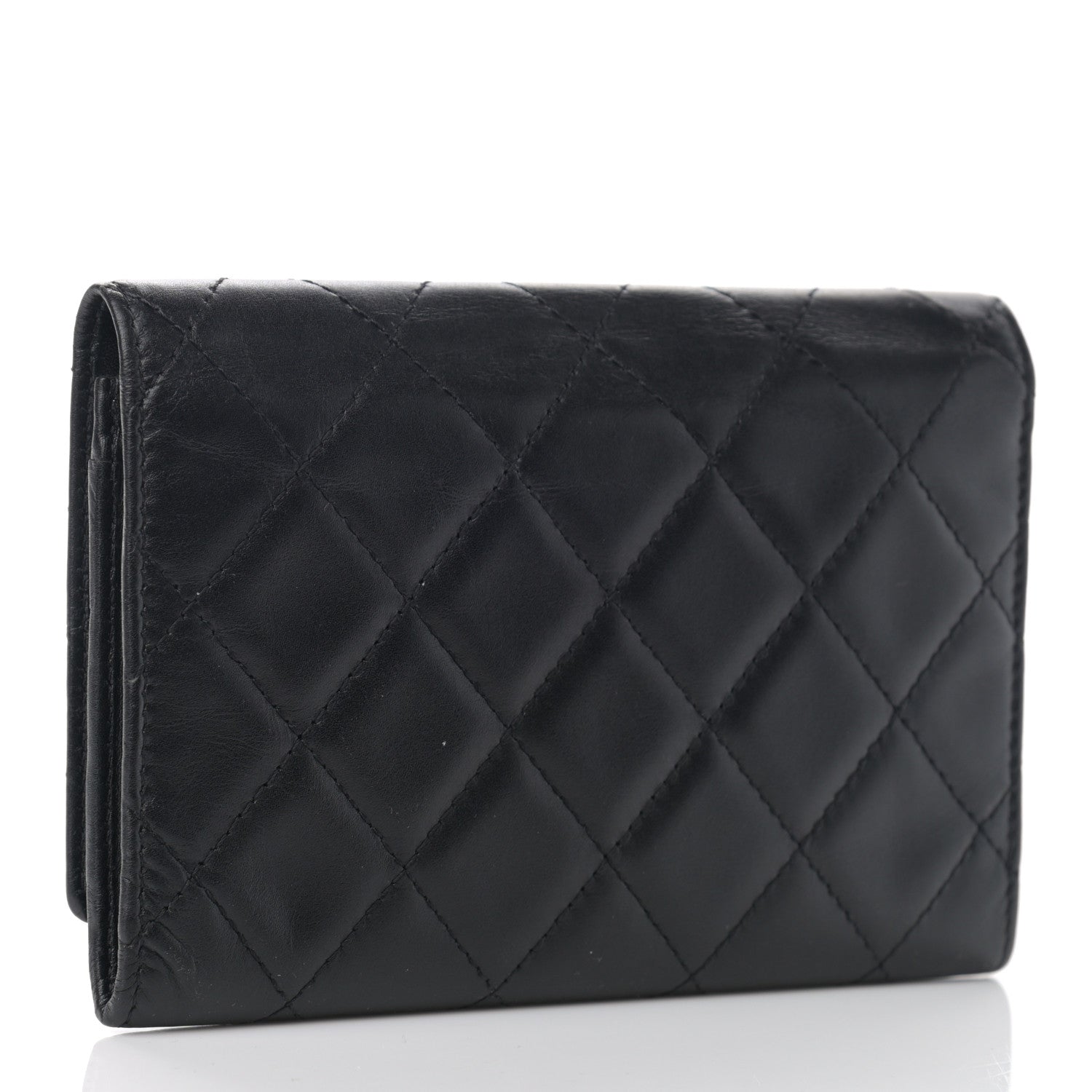 Chanel Calfskin Quilted Cambon Flap Wallet Black White 3 of 11