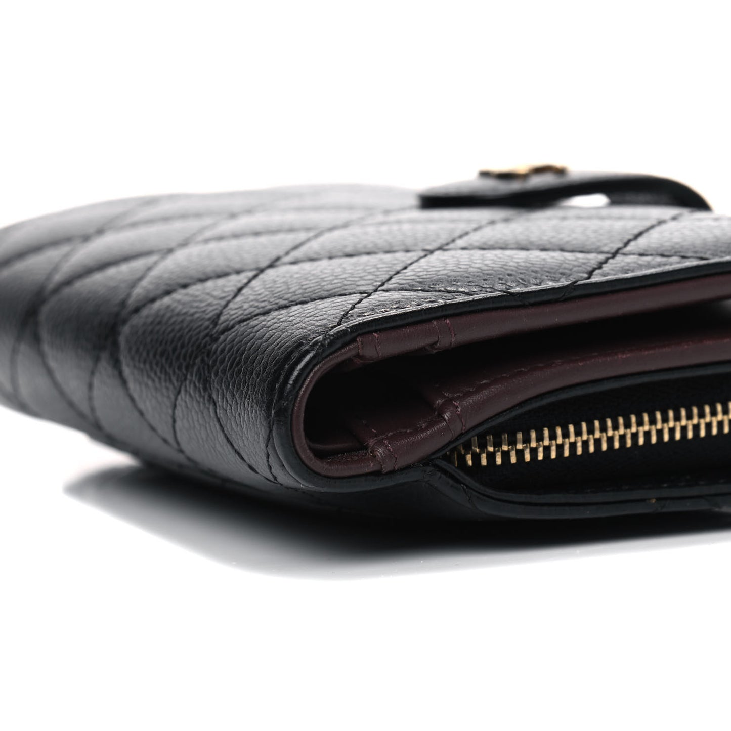 Caviar Quilted Zipped Pocket Wallet Black