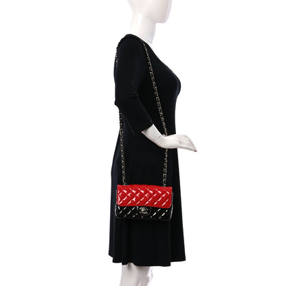 Chanel Patent Calfskin Quilted Bi-Color Mini Rectangular Flap Red Black 2 of 13