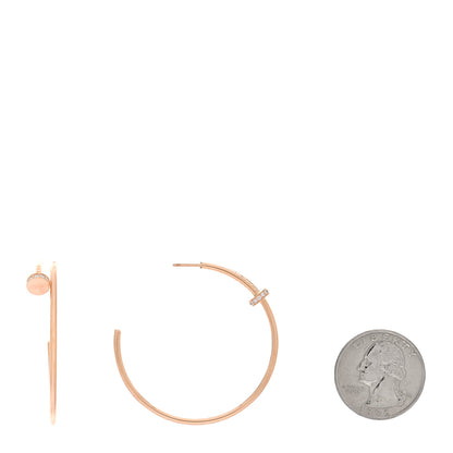 Cartier 18K Pink Gold Diamond Juste Un Clou Hoop Earrings 2 of 5