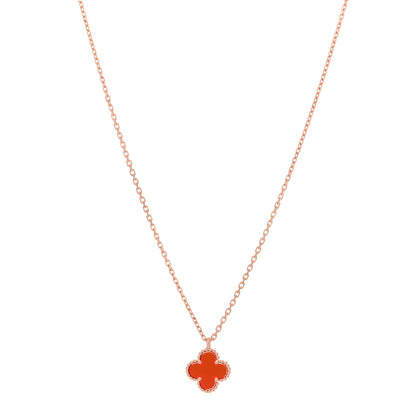 Van Cleef & Arpels 18K Rose Gold Carnelian Sweet Alhambra Pendant Necklace 1 of 6