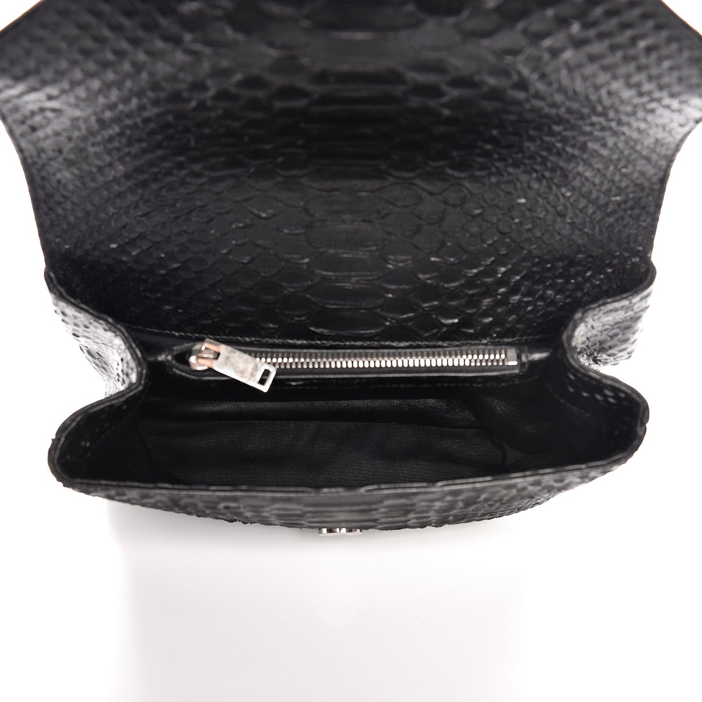 Calfskin Python Embossed Monogram Medium College Bag Black