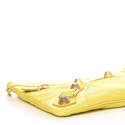 Balenciaga Agneau Giant 21 Rose Gold Hardware Flat Handle Clutch Jaune Fluo 5 of 12