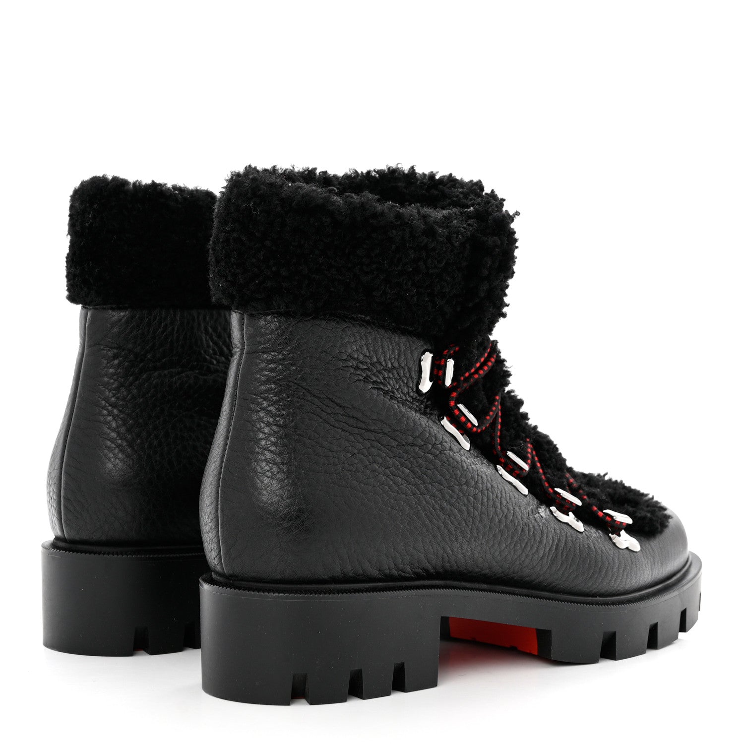 Christian Louboutin Calfskin Shearling Edelvizir Desert Boots 39 Black 4 of 8